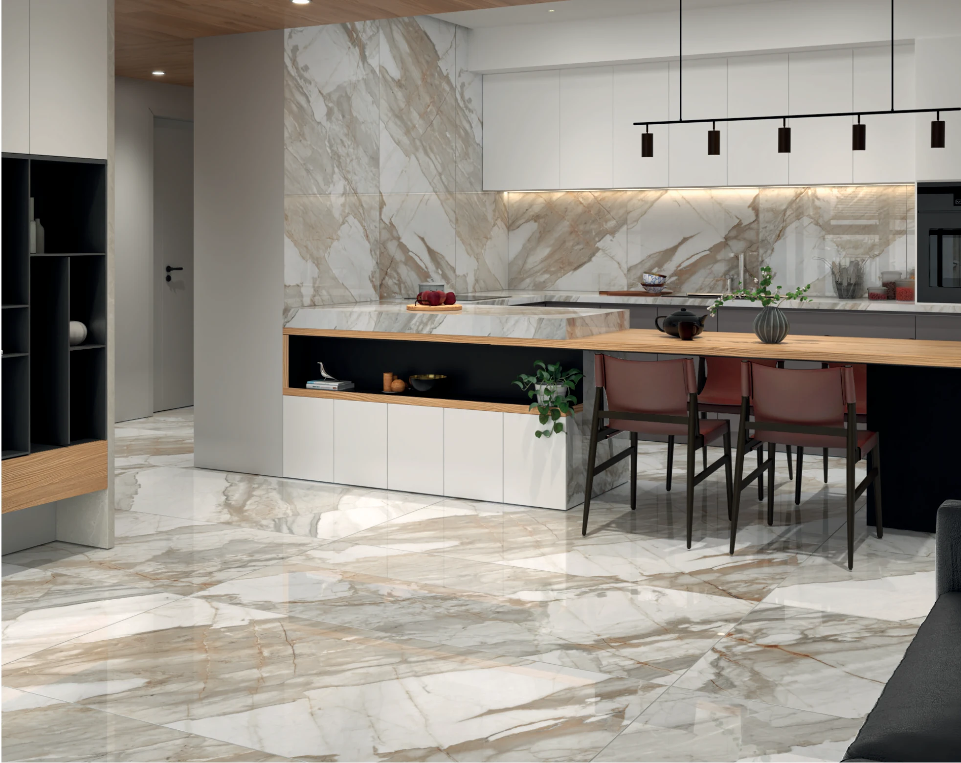 Statuario Marble installed application